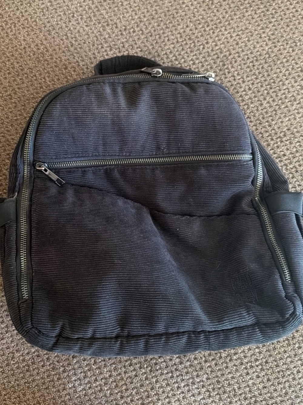Rad Rev  Black Corduroy Backpack - Classic Everyday Bag